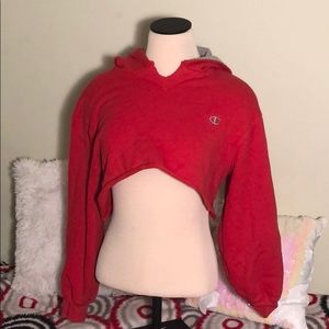Cropped Raw Cut Champion Hoodie
